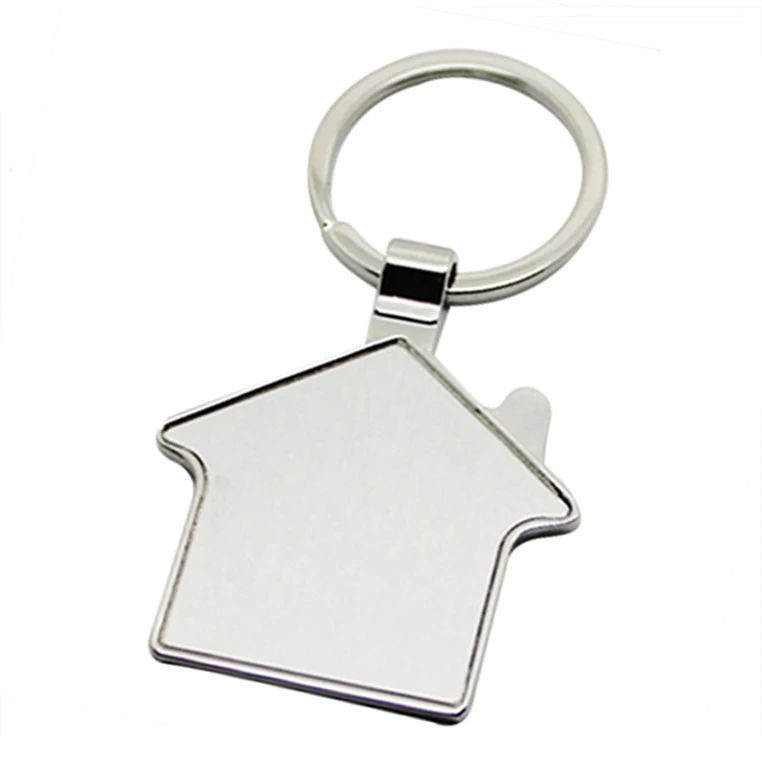 Wholesale Engraved Zinc Alloy Personalized Keyring Sublimation Key Holder House Shaped Blank Custom Metal Keychain_voghion.com