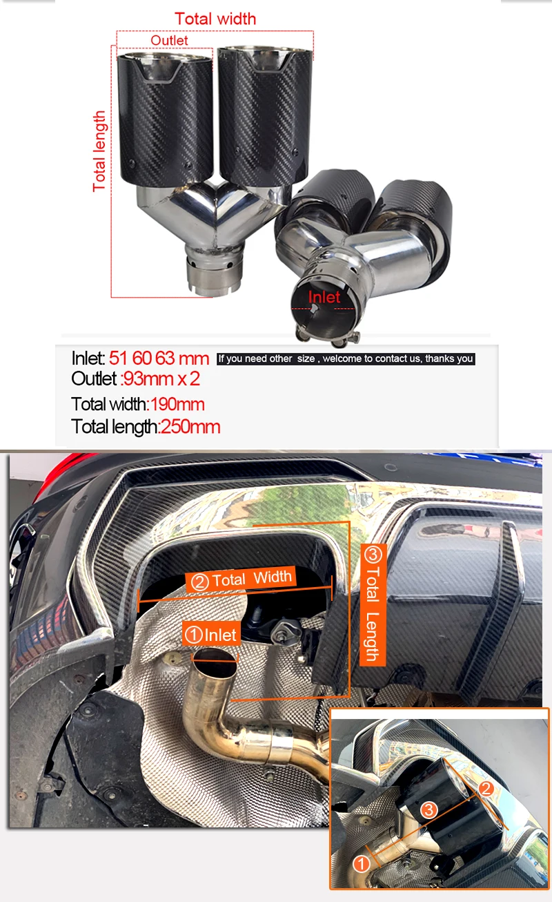 Performance Exhaust Dual Pipes Carbon Fiber For Car Accessories Muffler