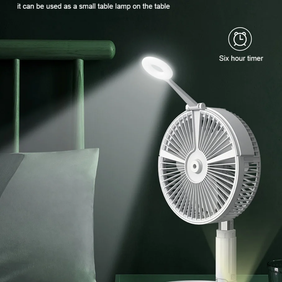 Hot Selling Folding Telescopic Fan Shaking Head Portable Usb Mini Table Desktop Floor Power Bank Humidifying Spray Fan