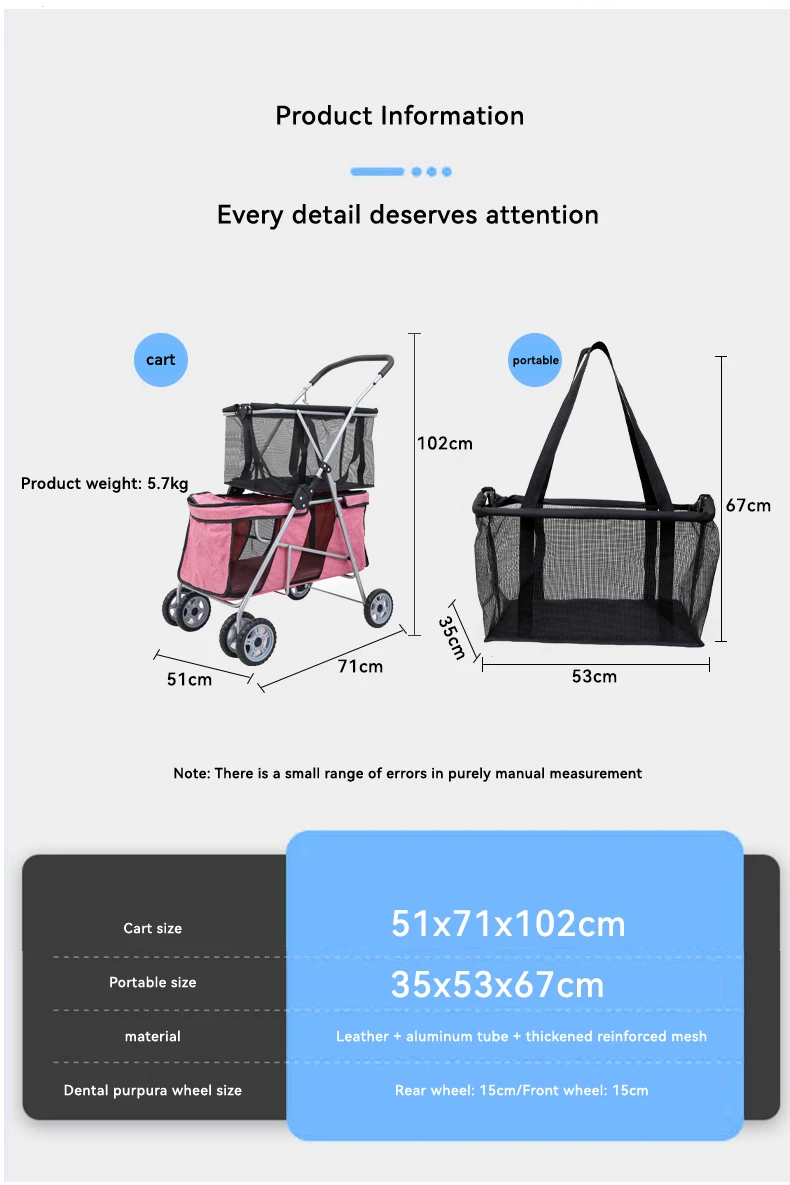 Double Pet Shopping Cart Camping Shopping Cart Large Capacity Portable Storage Folding supplier