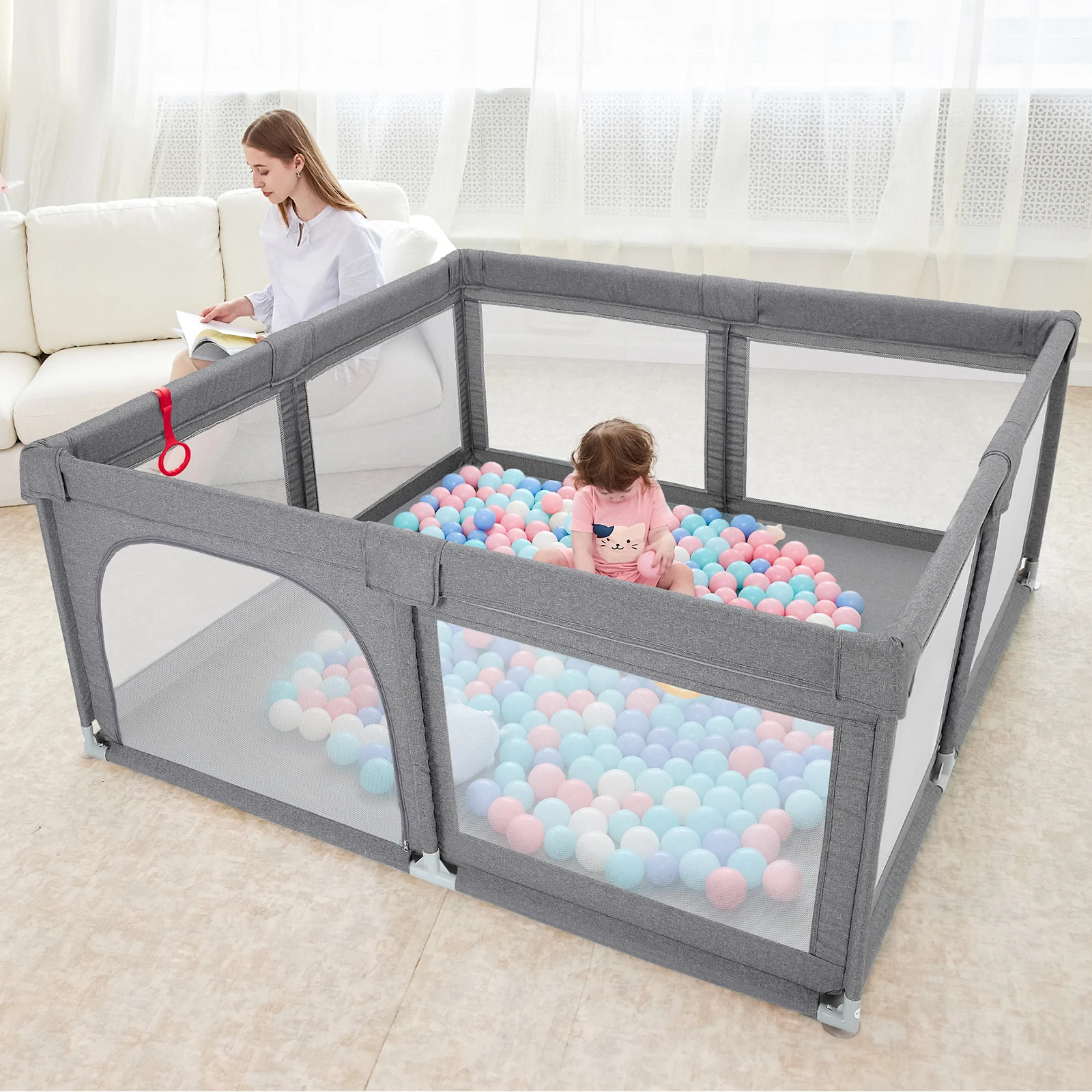 【アパート】 ベビープレイペンポータブルキッズセーフティプレイセンターヤードホーム屋内フェンス転倒防止プレイペン、赤ちゃん用プレイペン