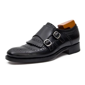 Quality Custom Goodyear Welted Male Luxury Black Italian Monk Dress Shoes for Party Dress Genuine Leather Shoes for Men