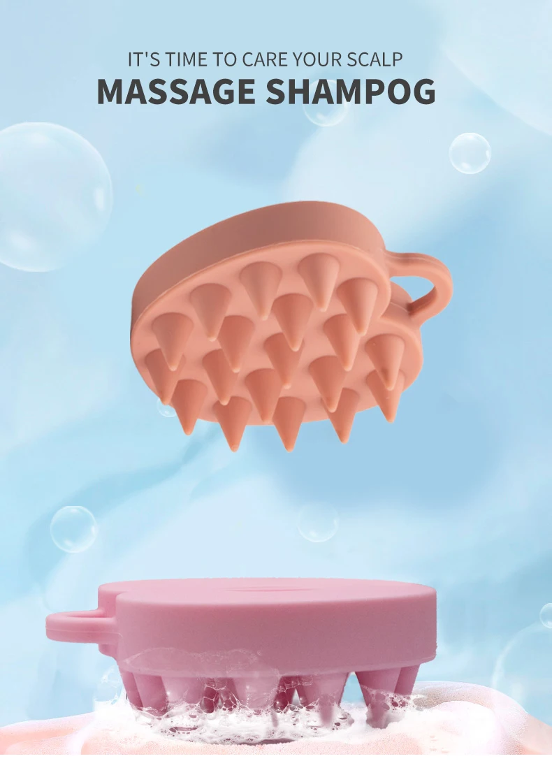 Silicone Hair Scrubber Brush Shower Scalp Head Massager Shampoo Brush ...