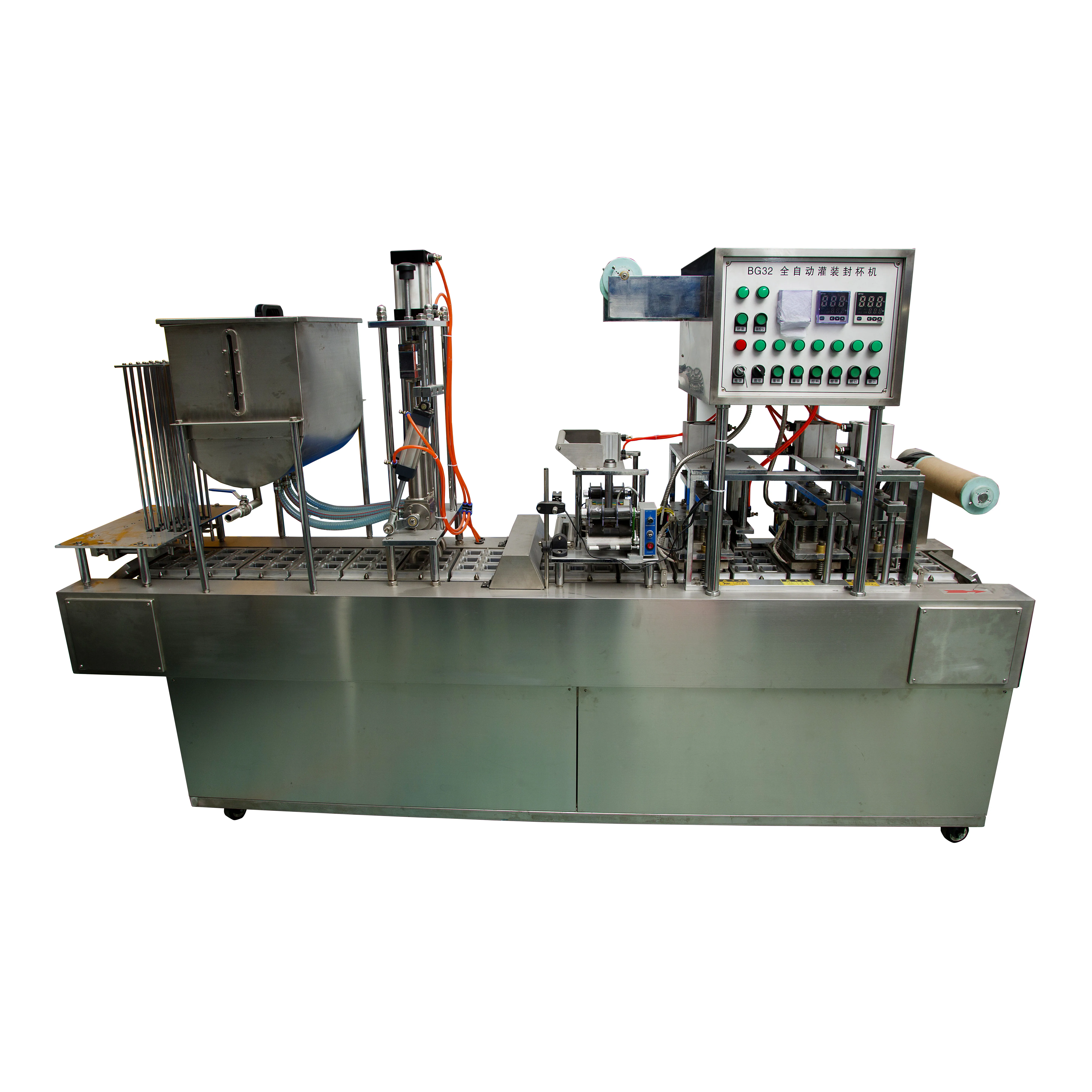 Two Lines Yogurt Cup Filling and Sealing Machine Using Die Cut Foil Lid