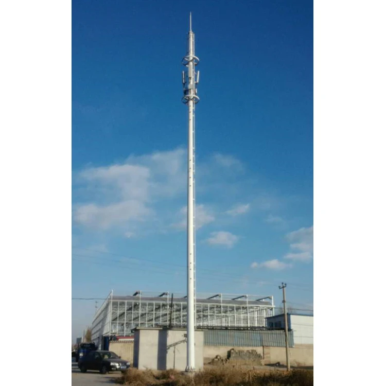 hot dip galvanized telecom 20m high mast steel television microwave communication single pipe steel tower