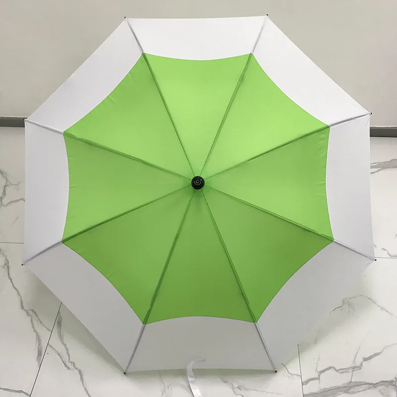 The 27-inch golf color splicing umbrella full fiber automatic featured gift straight bone umbrella