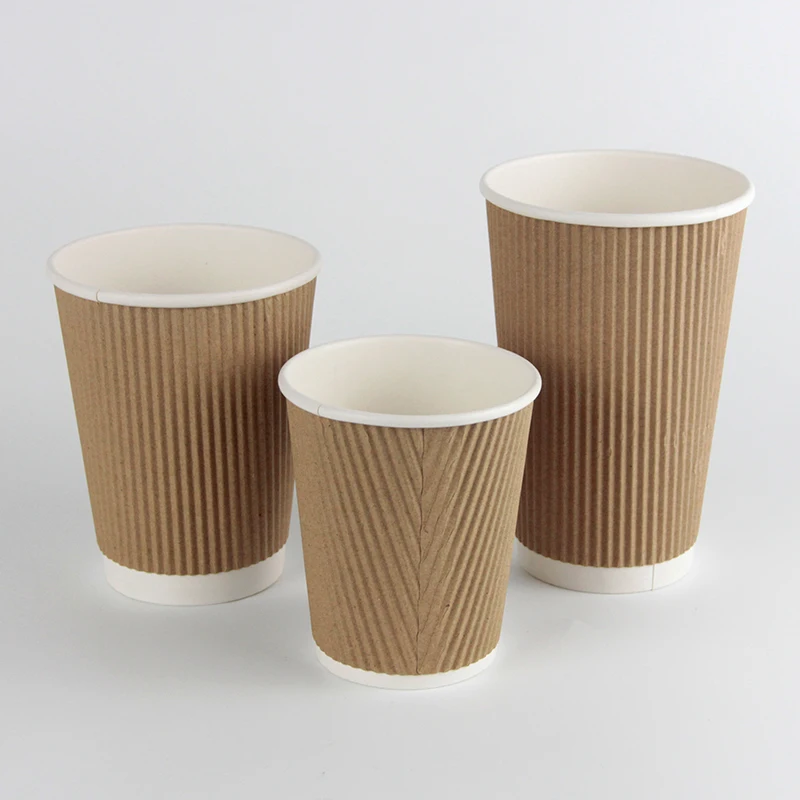 Paper Cup For Coffee With Lid  Ripple Wall Cup Logo Printed Disposable Paper Tea Beverage Cups