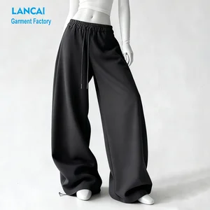 Women's Cotton Fleece Sweatpants Baggy Pants Wide Leg Trousers Customizable OEM ODM Manufacturer