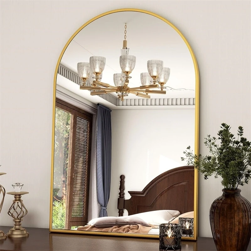 product wholesale modern aluminum full length arched shape wall framed dressing mirror for home-1