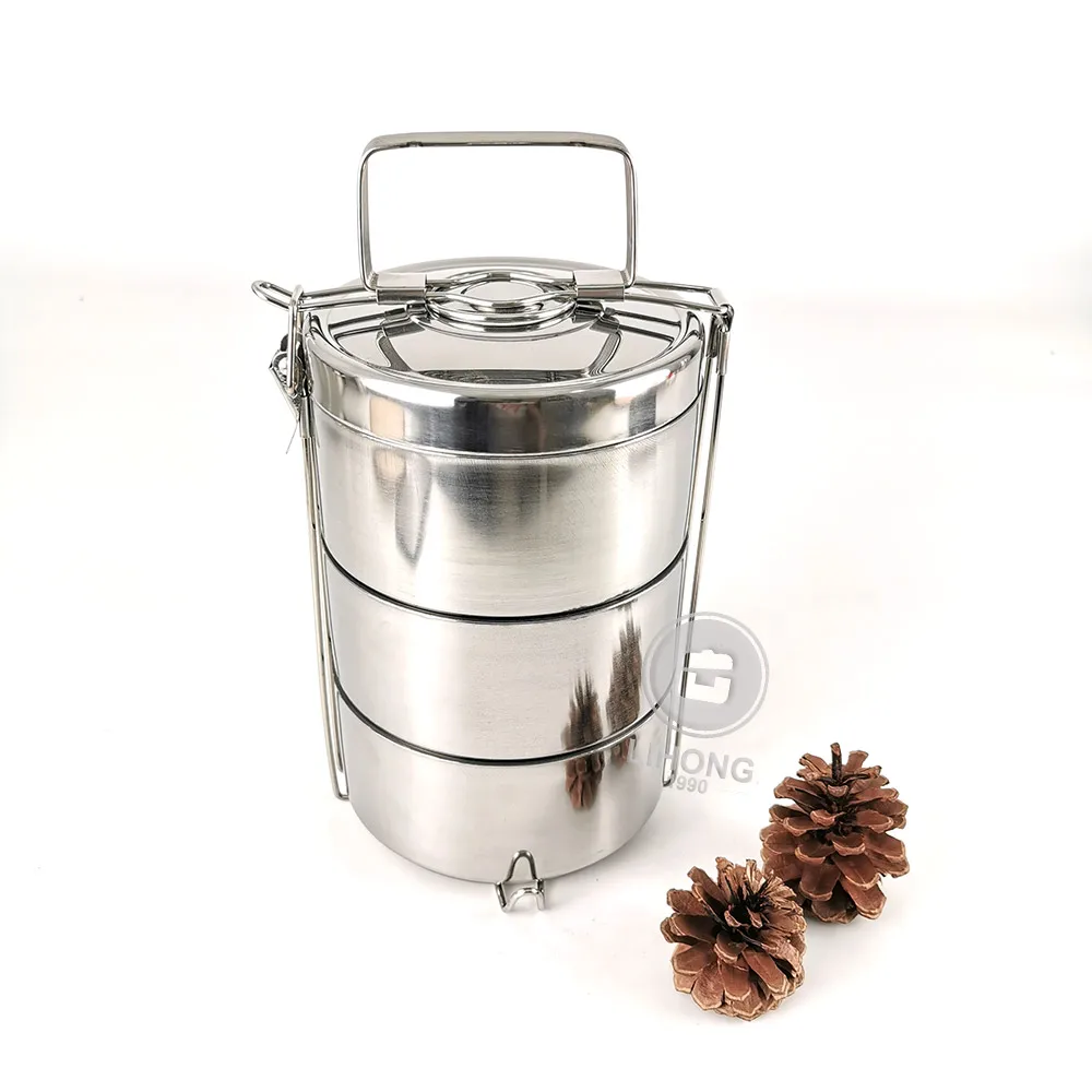Promotion Gift 3 Layers Take Away Stainless Steel Insulated Hot Food Containers Keep Food Warm Bento Tiffin Box Lunch Box