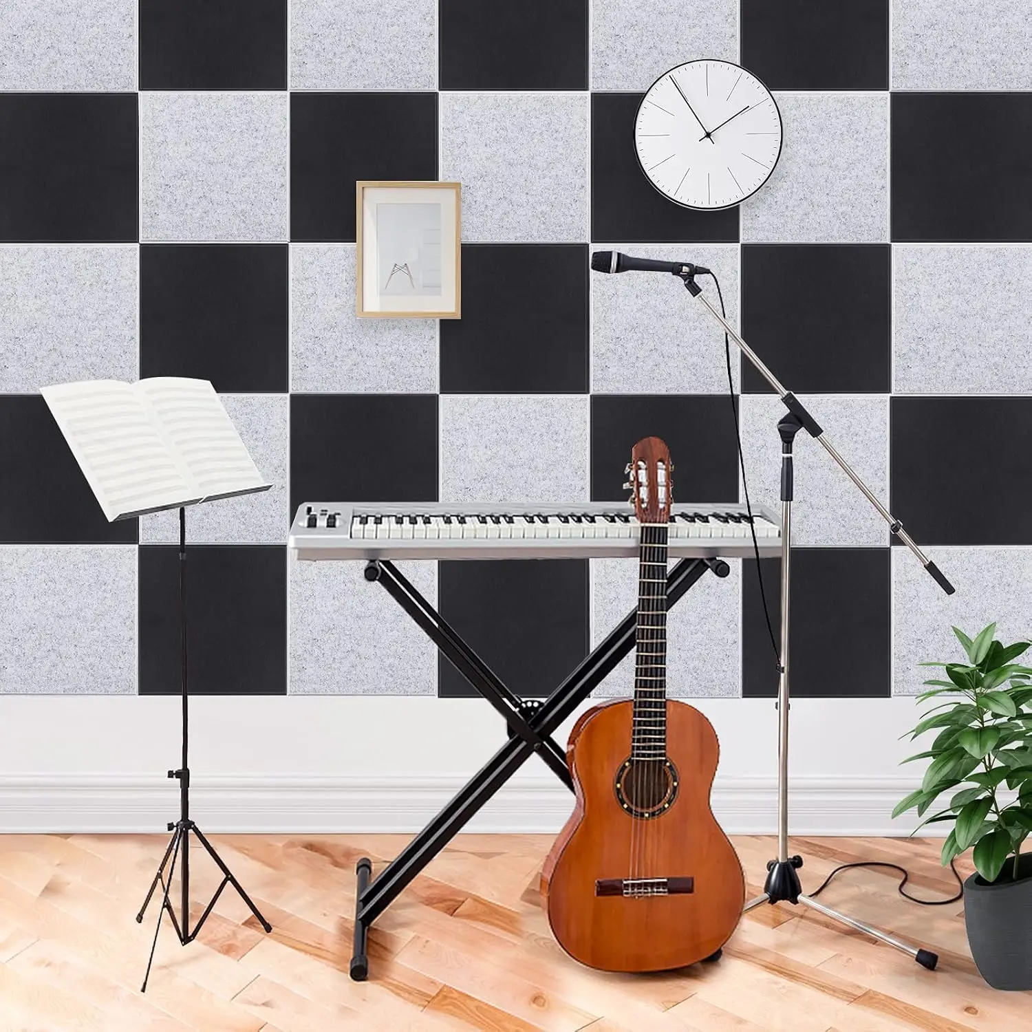 12-Pack Grey Polyester Acoustic Panels 12\"X12\"X 0.4\" High Density Beveled Pet Felt Acoustic Panel for Wall Acoustic Panel manufacture