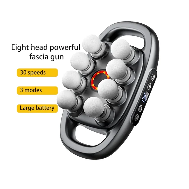 High Quality Professional Body Vibration Deep Tissue Massage Gun with 8 Heads Best Budget Fascia Muscle Gun