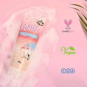 Private Label Natural Pore Cleansing Aging Skin Peeling off Coconut Oil Shea Butter Gentle Body Foaming Scrub