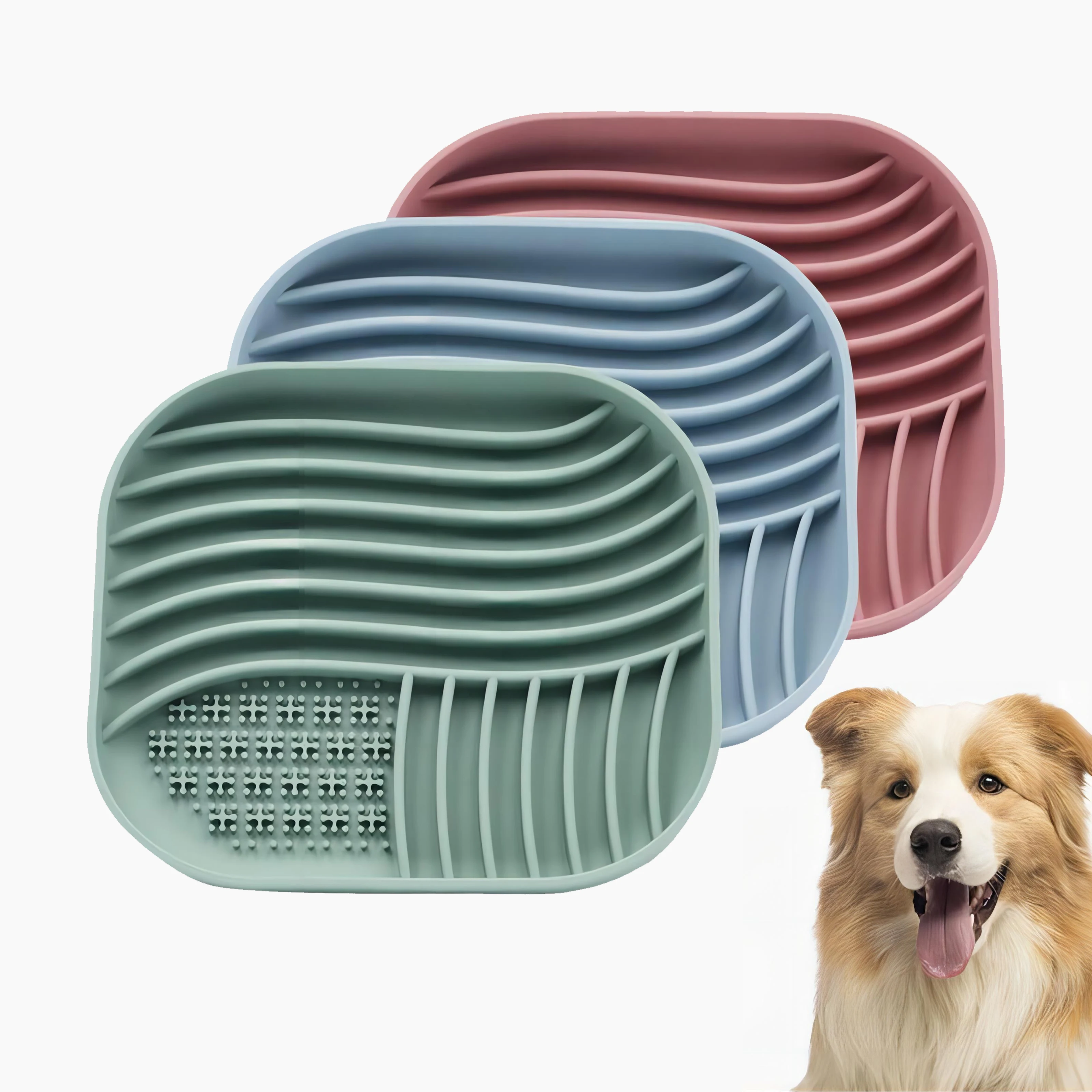 Customized Logo Silicone Slow Feeder Anxiety Relief Licking Pad Lick Mat for Dog Silicone Lick Mat Pad Silicone Dog Bowl
