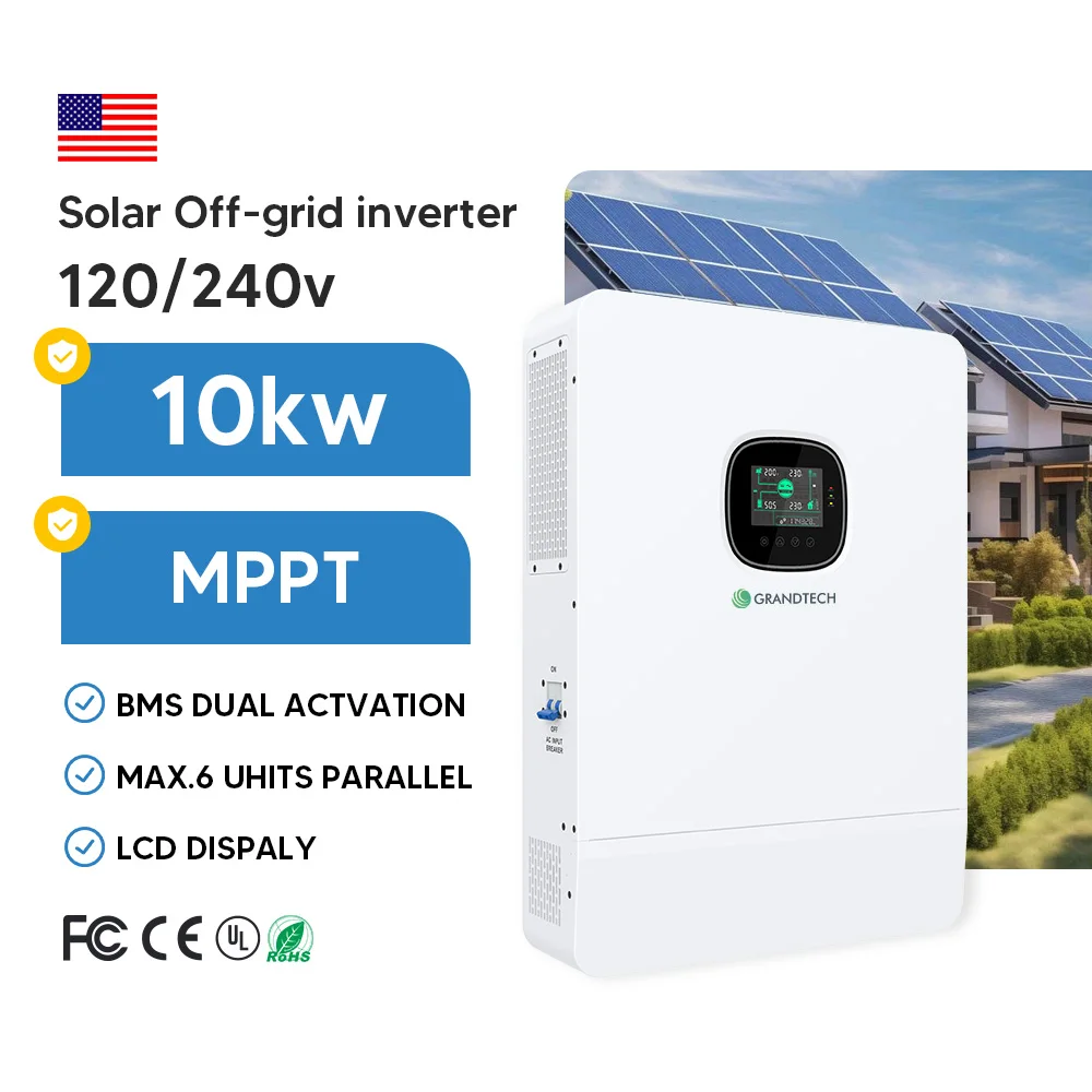 AQSHda Omborda Bor SRNE Quyosh Energiyasi Invertori, 10 kW, 12 kW, Yagona Ikki Fazali Off-Grid Gibrid Quyosh Quvvati Invertori, 120 V, 240 V, Aholi Uyalarida Foydalanish Uchun