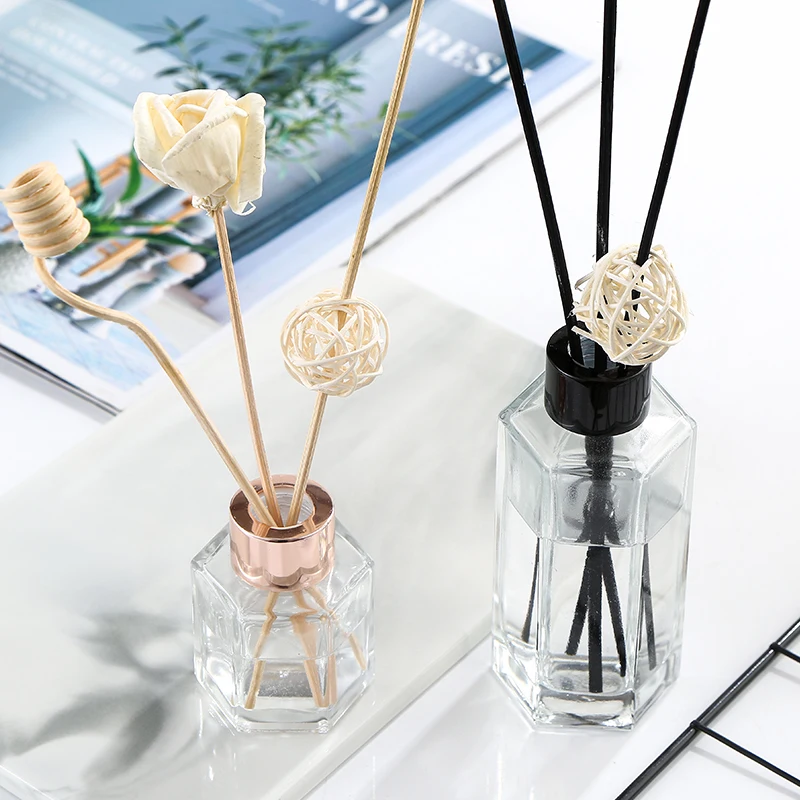 Bouteilles de diffuseur d'aromathérapie en verre transparent de luxe avec bouchons