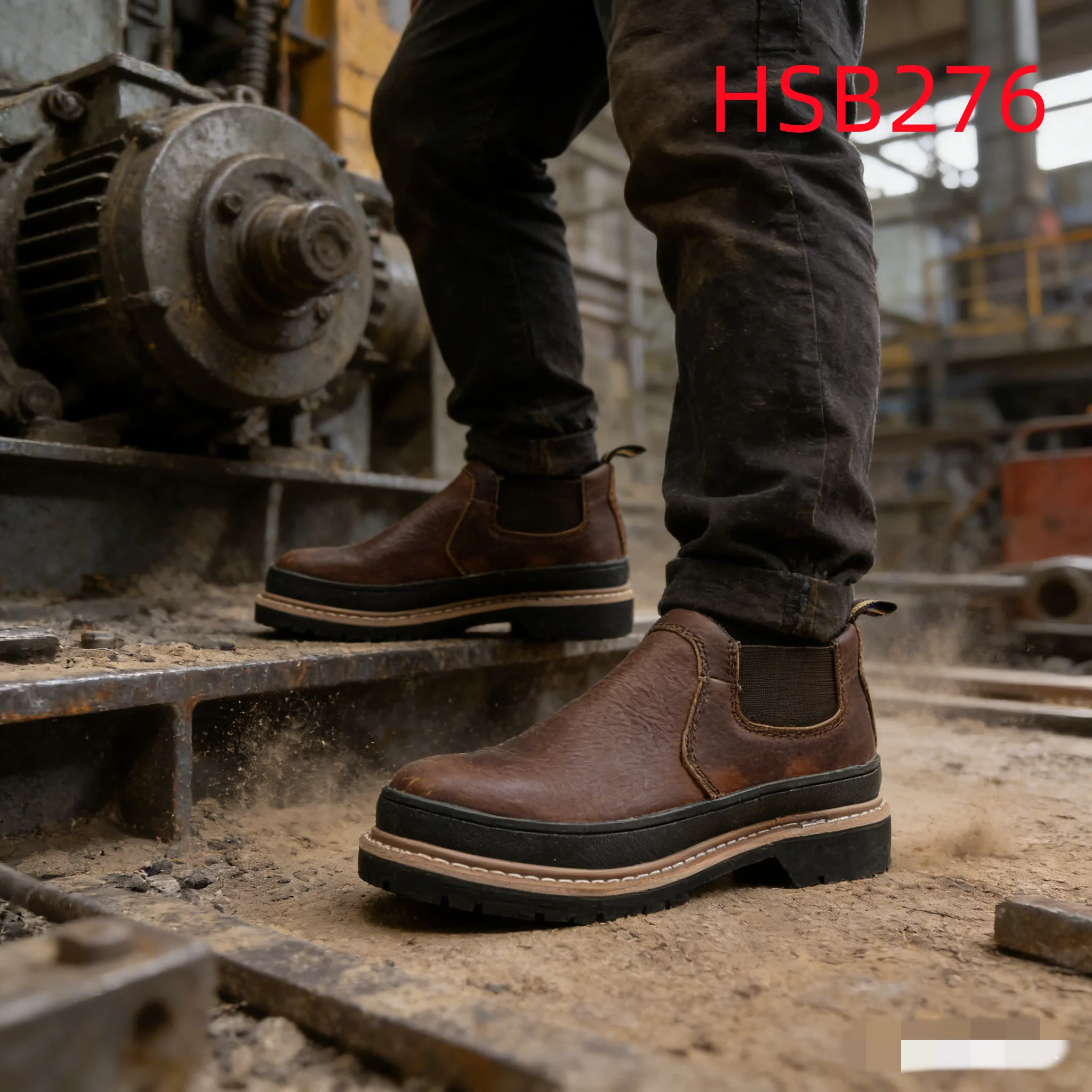 HY, ABŞ Populyar Goodyear Welt Rezin Tabanlı Təhlükəsizlik Ayaqqabıları, Liman Tamiratı Üçün Ən Yaxşı Keyfiyyətli Crazy Horse Dərisi Qəhvəyi İş Ayaqqabıları HSB276