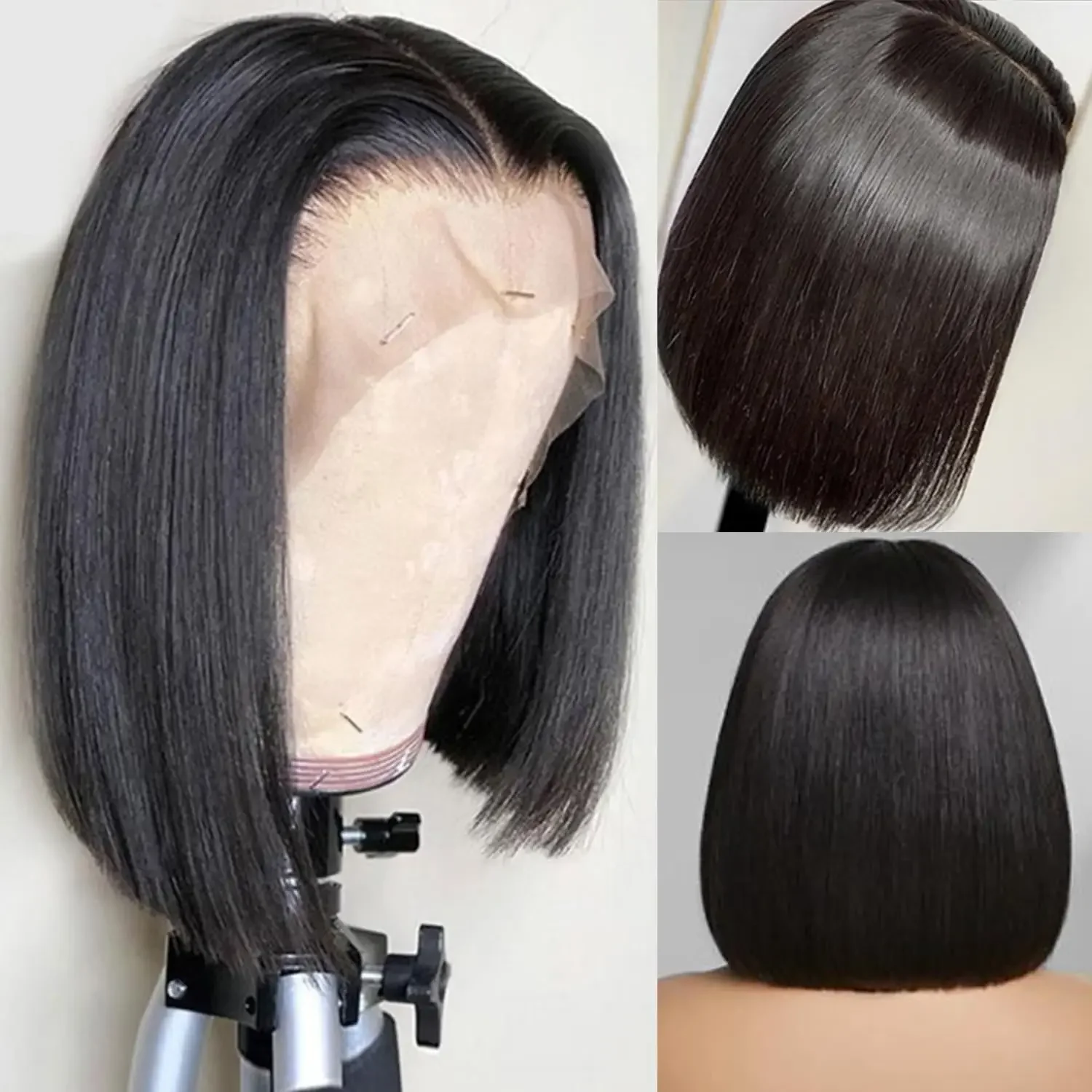 Perruques BOB droites 13x4 pour femmes perruques brésiliennes en cheveux humains pré-épilées avec dentelle frontale_voghion.com