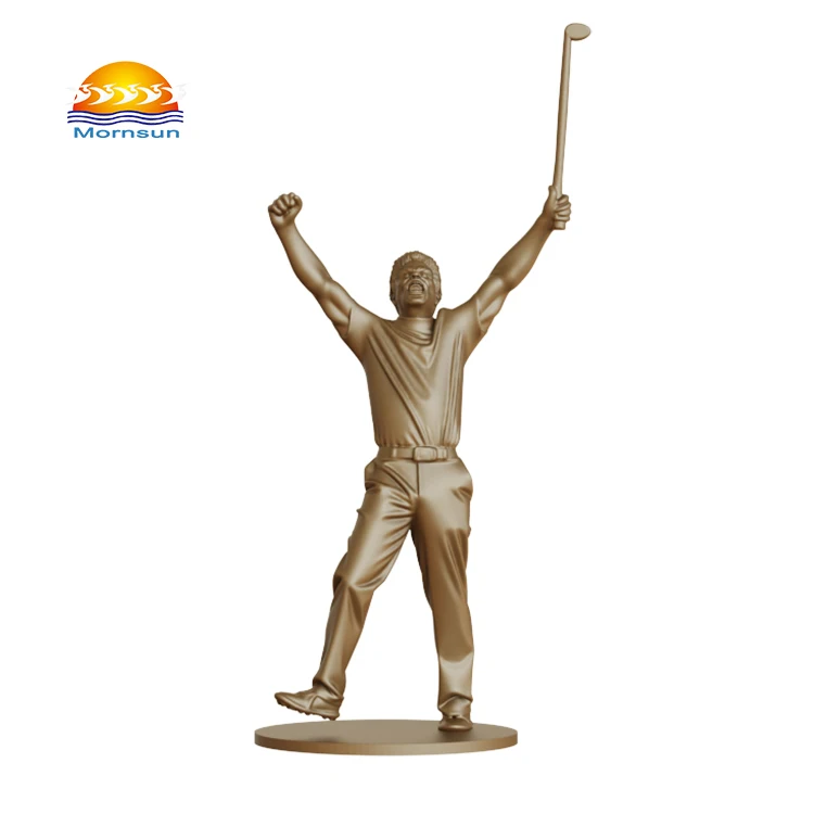 sculpture 3D en résine représentant un homme jouant au golf, en gros, statue en résine bronze de couleur personnalisée de haute qualité pour collectionneurs de sports et décoration intérieure