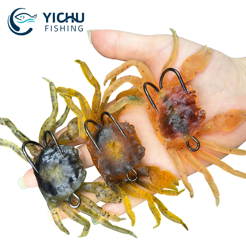 3D Simulation Rubber Crab Soft Lures with Double Hook Sea Fishing Bait Trap Sinking Swimming Bait Fishing Tackle Accessories 3D Simulation Rubber Crab Soft Lures with Double Hook Sea Fishing Bait Trap Sinking Swimming Bait Fishing Tackle Accessories