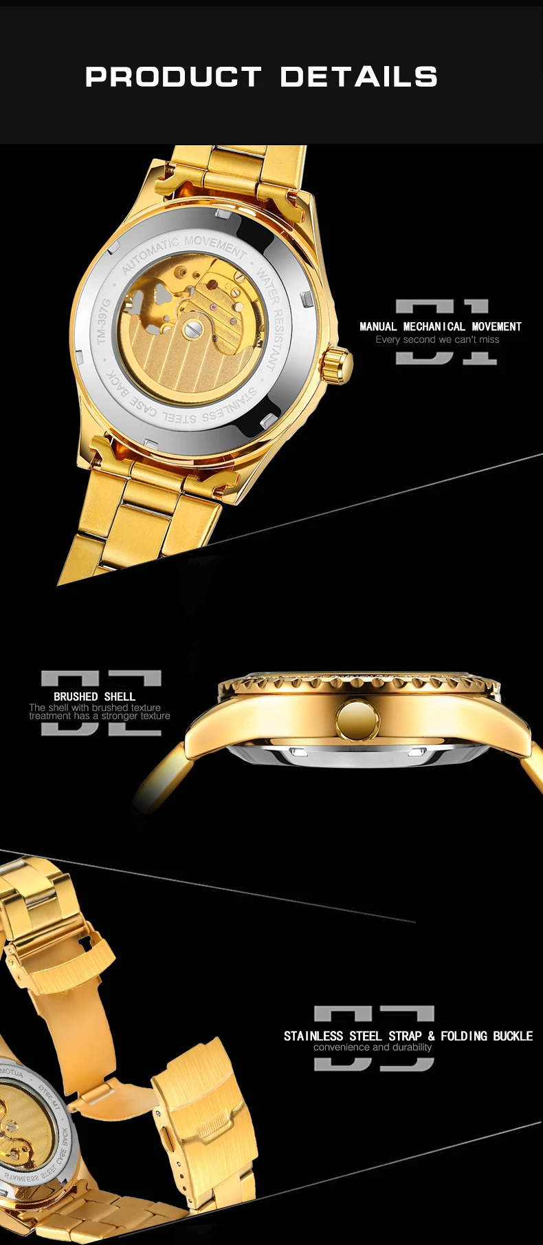 Men's Automatic Mechanical Watch Vintage Rhinestone Skeleton Design_voghion.com