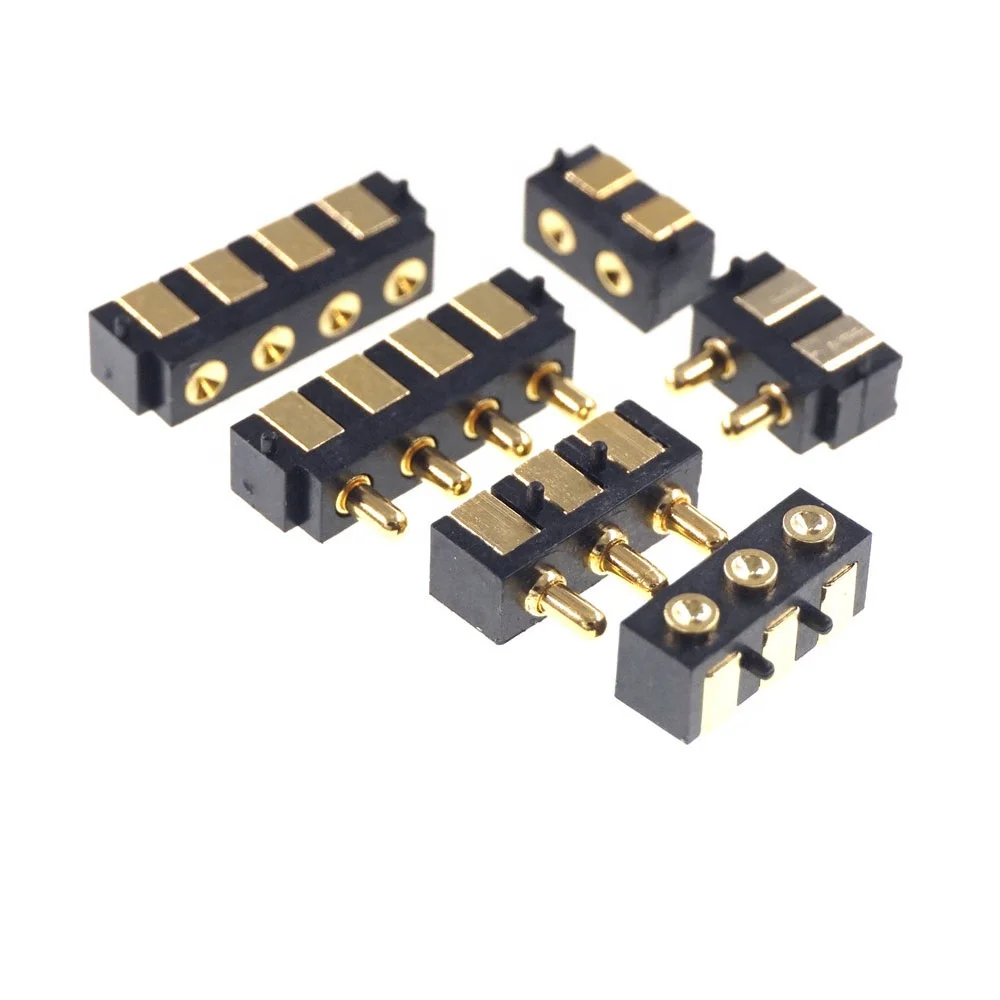 Edge Surface Mount PCB 2.5mm Grid Horizontal Right Angle SMD SMT Spring Loaded Modular 2 3 4 Pin Pogo Pin Connector