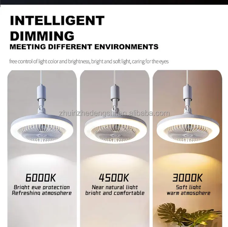 Hot Sale LED Lamp Fan E27 Three Color and 3600/6000K Screw Lamp Constant Ceiling Fan for Bedroom Living Room