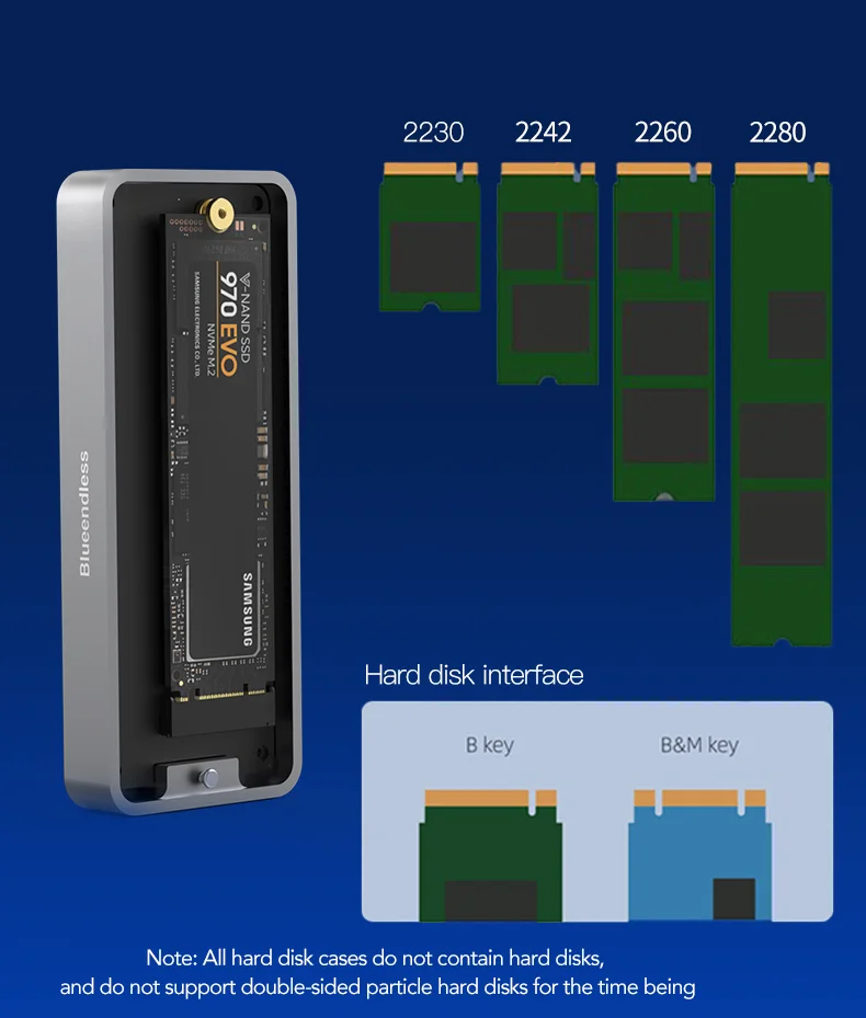 Aluminum M2 Ssd Case Usb 3.2 Hdd Casing Nvme Enclosure M.2 To Usb Type