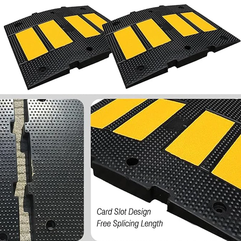 Heavy-Duty 500*600*50MM Speed Bump Rubber for Roadway Traffic Safety factory