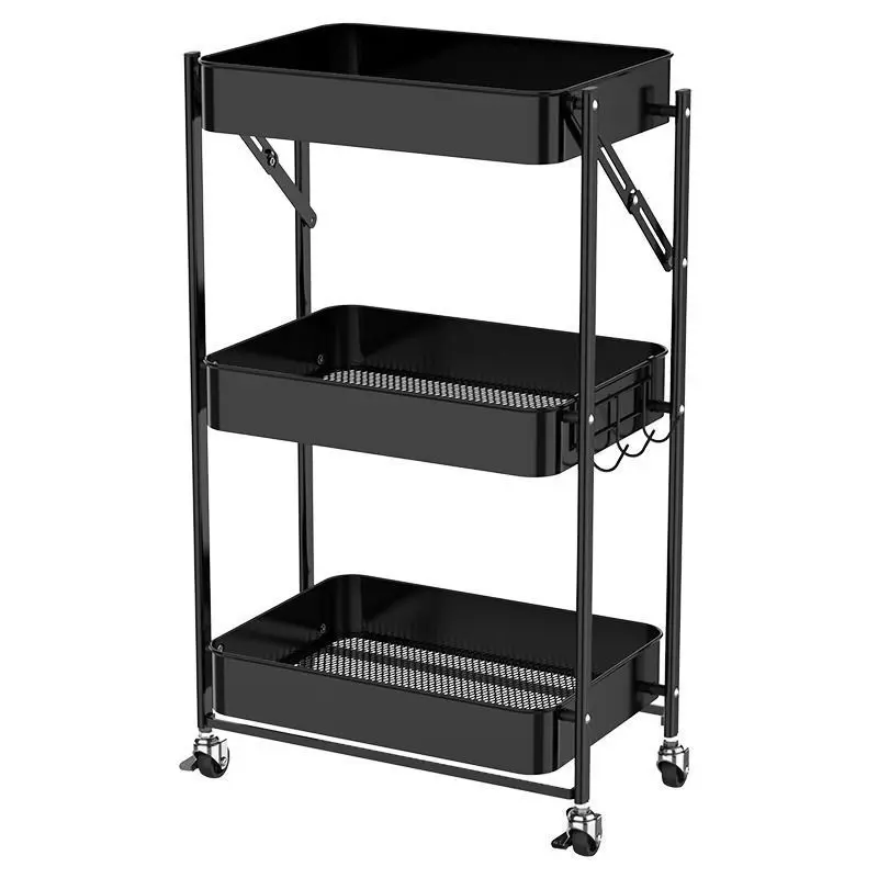 Chariot De Rangement 3 Étages Sur Roulettes – Mobile Cuisine Salle De Bain Bureau | Blanc/Noir