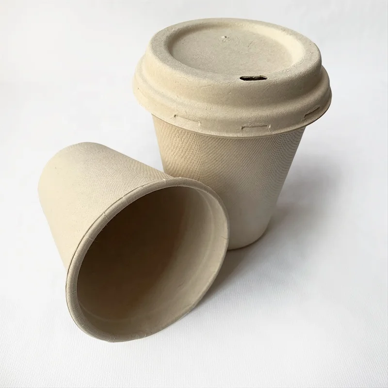 Custom Printed 8OZ Compostable Bagasse Cups Take Away Disposable Sugarcane  Coffee Cup Eco Biodegradable Juice Cup (can with Lid)