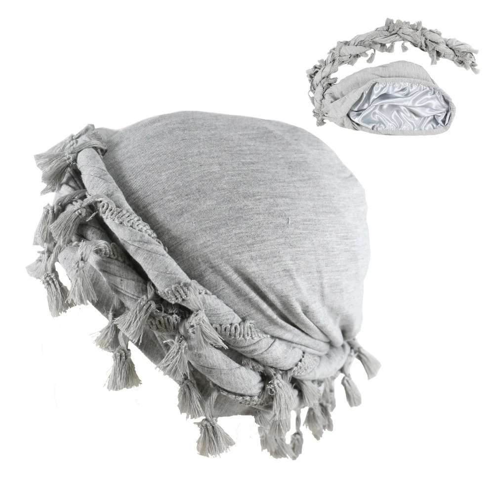 Turag HZM-23207 Men Turban Headwrap With Tassels Satin Lined Durag Tied Braid ...