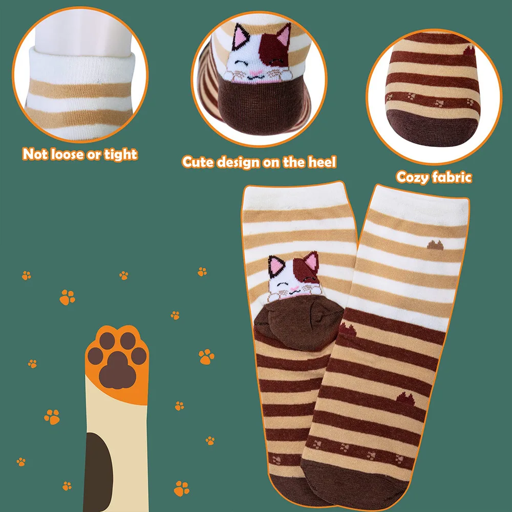 5 Pairs Womens Animal Funny Socks Cute Cat Dog Cotton Socks For Ladies
