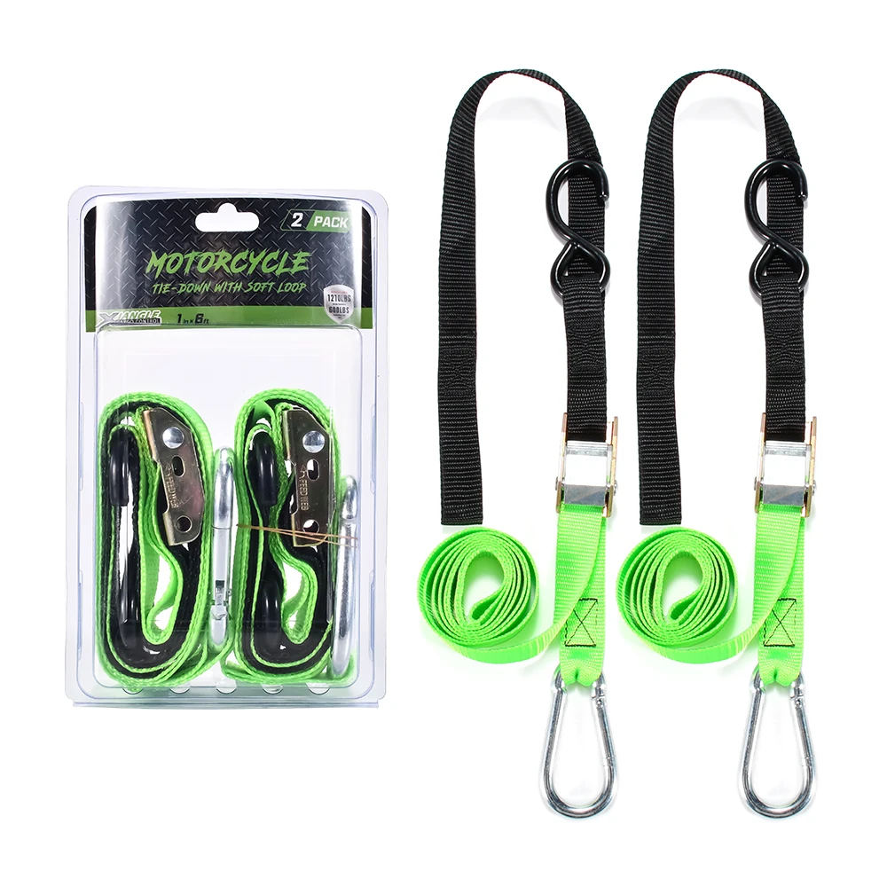 2pk 1 inch motorcycle tie down strap with carabiner hook