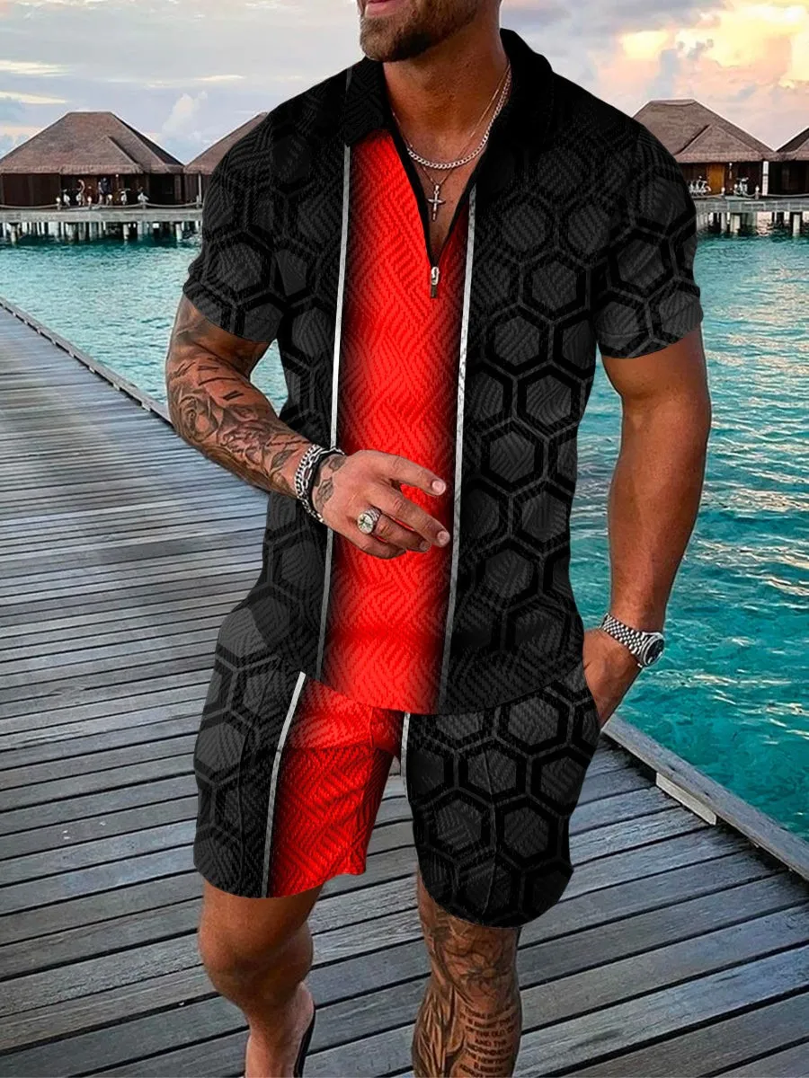 OEM Trainingsanzug Custom Sommer Sportswear 2 Stück Anzüge Polo T Shirt Trainingsanzüge Laufen Custom Männer Shorts Set915_voghion.com