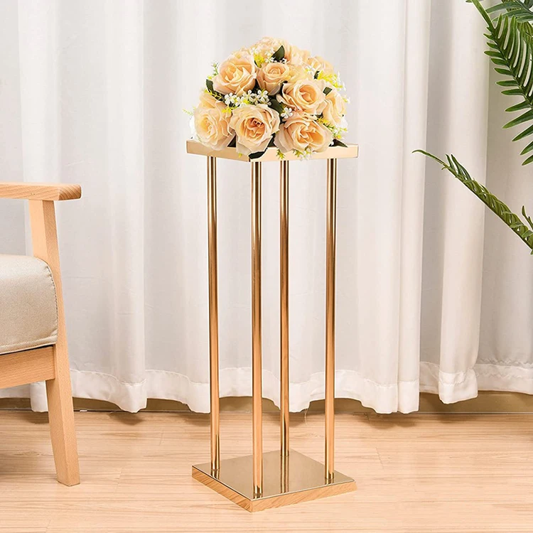 Home Centerpiece Column Geometric Tall Metal Gold Wedding Flower Stand