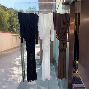 Factory Wholesale European American 2026 Spring Summer New Women's Spice Girls Sexy Solid Slash Neck Knitted Party Long Dress