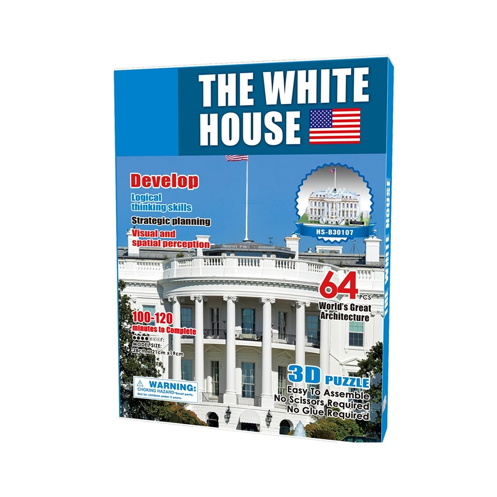 World Famous Building Model Paper 3D Puzzle DIY White House With 64PCS