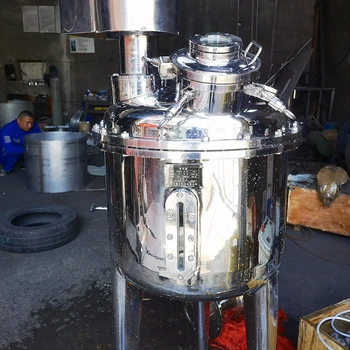 Stainless steel chemical reactor with agitor double jacketed heating mixing reactor