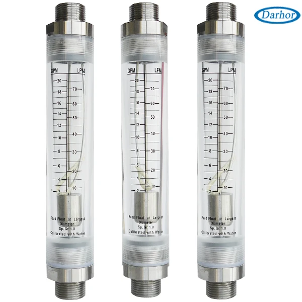 Darhor DFG Series Acrylic Inline Flow Meter for Water Rotameter GPM LPM air Flowmeter