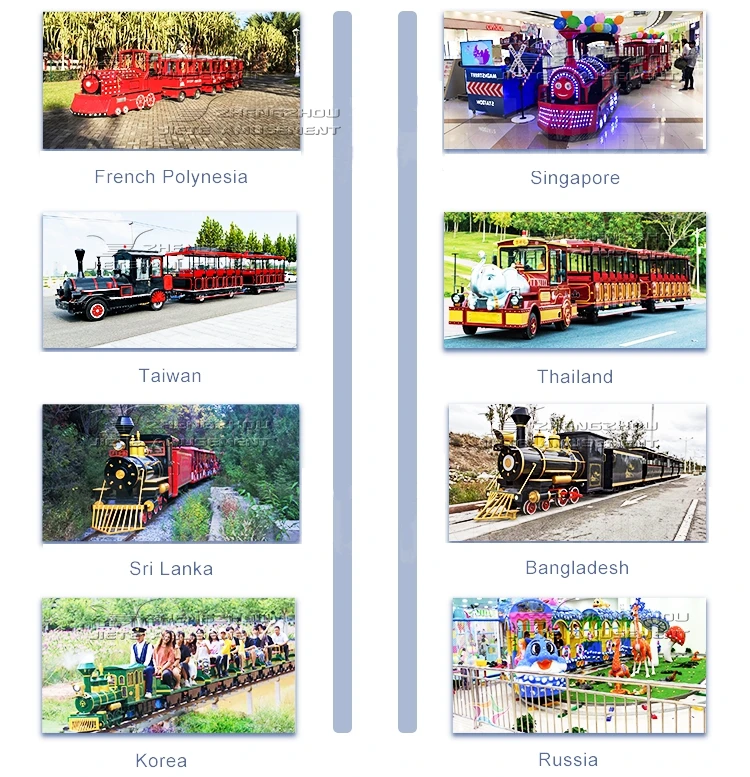 Hot Sale Amusement Park Outdoor Tourist Sightseeing Electric Trackless Train Rides Set Factory For Adults