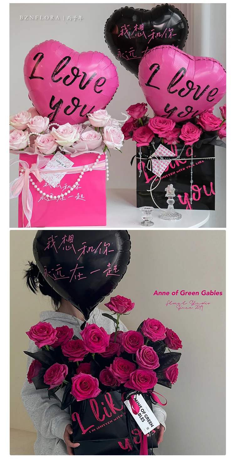 2023 Mirror Flower Bouquet Box Happy Mother's Day Flower Packing Hand Bag Buy Flower Shipping