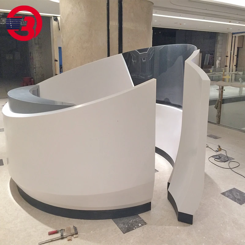 White and Grey Front Reception Counter Office Reception Desk Clinic Reception Desk