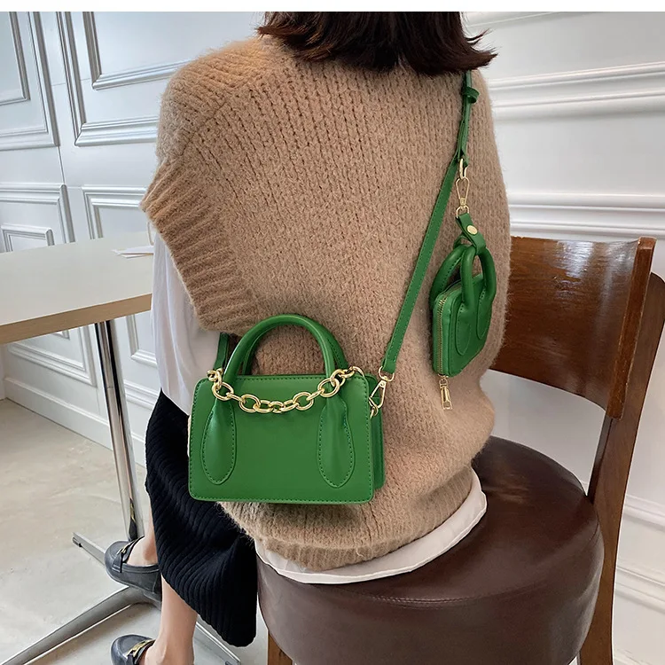 Wholesale 2021 New Fashion Handbag Sets Two Piece Of Sets Bag Solid Color  Mini Clutch Purse Sling Crossbody Shoulder Bag From m.