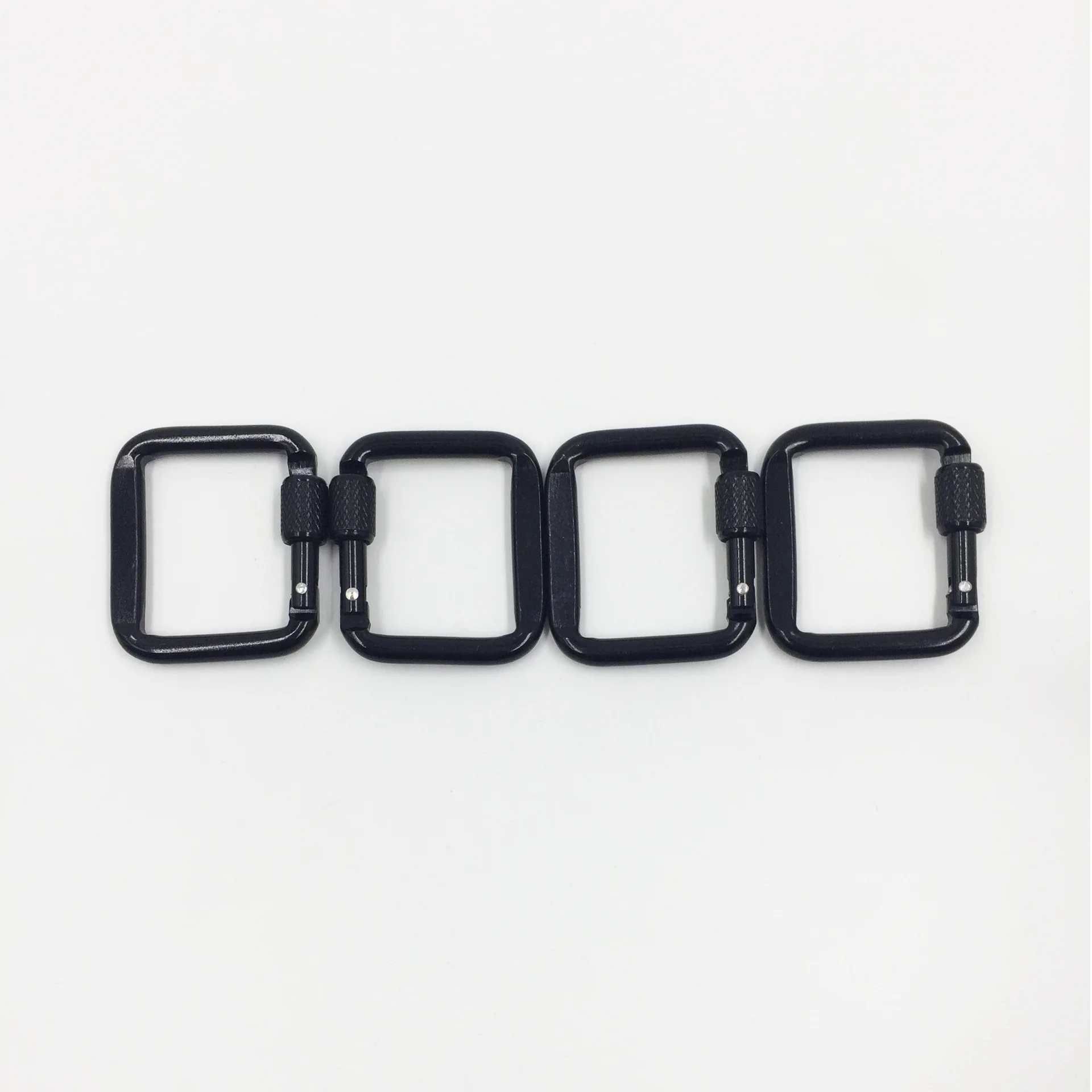 Custom keychain clip hook screw gate locking key holder spring snap aluminum square shaped carabiner