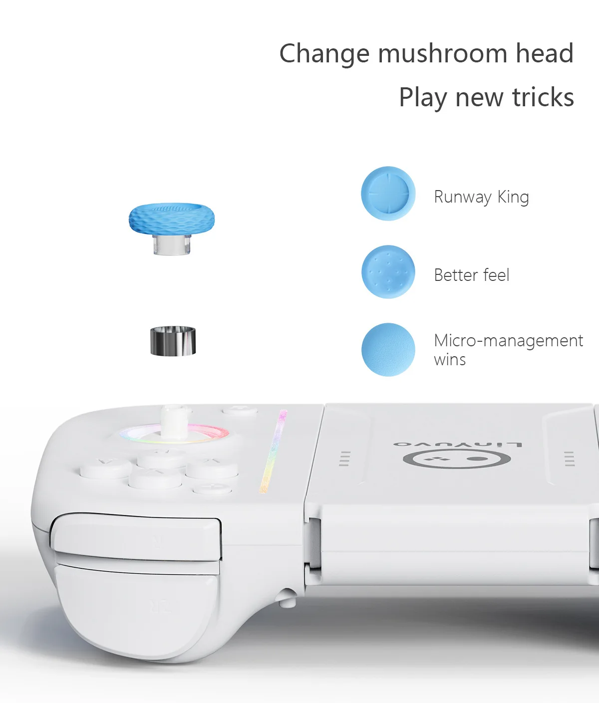 LinYuvo Switch Joy Cons Mechanical Buttons with Rubber Back Cover Colorful Lights Macro Function BT Game Controller