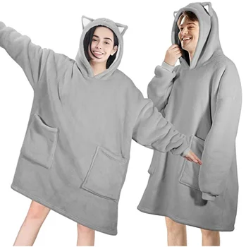 Hot Sale Super Cozy Luxury Oversize Flannel Sherpa Fleece Kids Men Women Sleepwear for Christmas