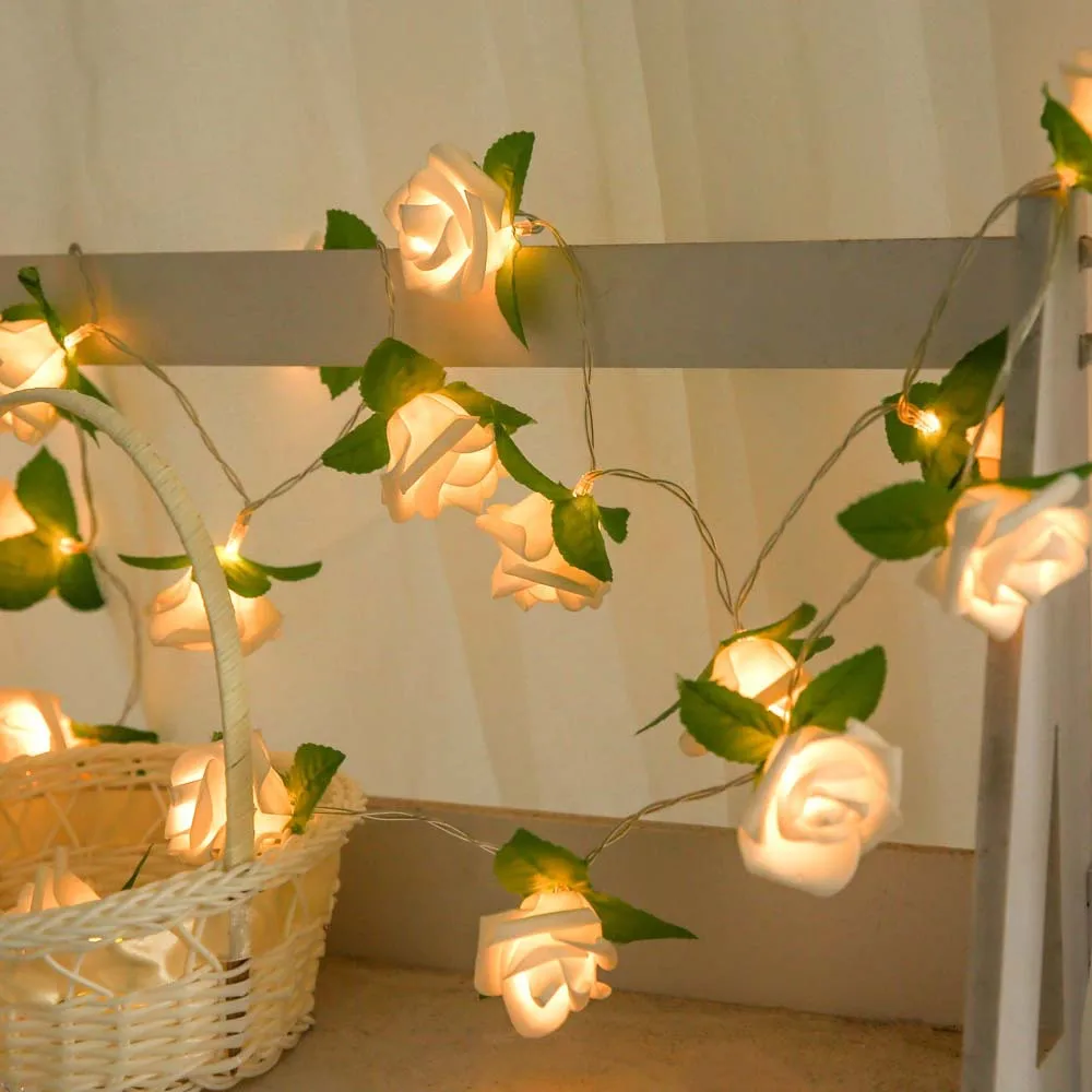 led 2 meter 20 rose garland with led light for