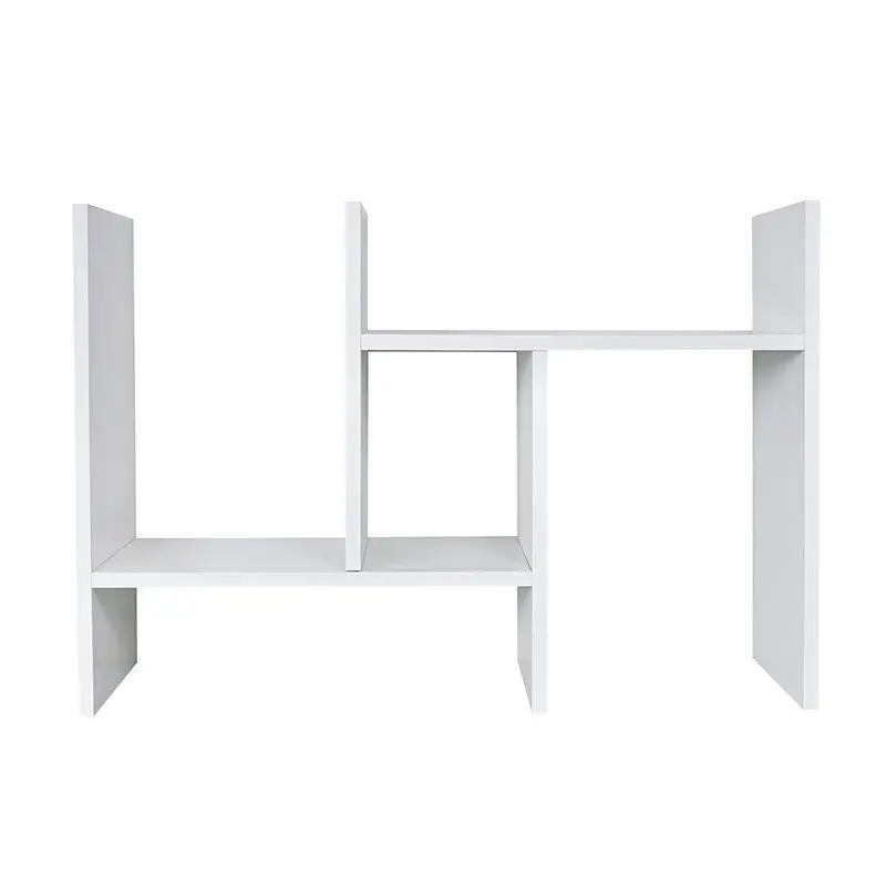 Ins Style Simple Modern Dormitory Desktop Artificial Board Storage Rack with 2 Shelves White Bookshelf Creative Table Cabinet