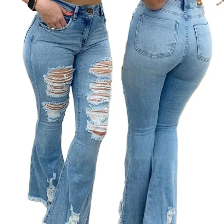 Compra online de Versão coreana do retro cintura pequena luz azul jeans  feminino gravata cintura alta solta casual calças jeans de perna larga  feminina